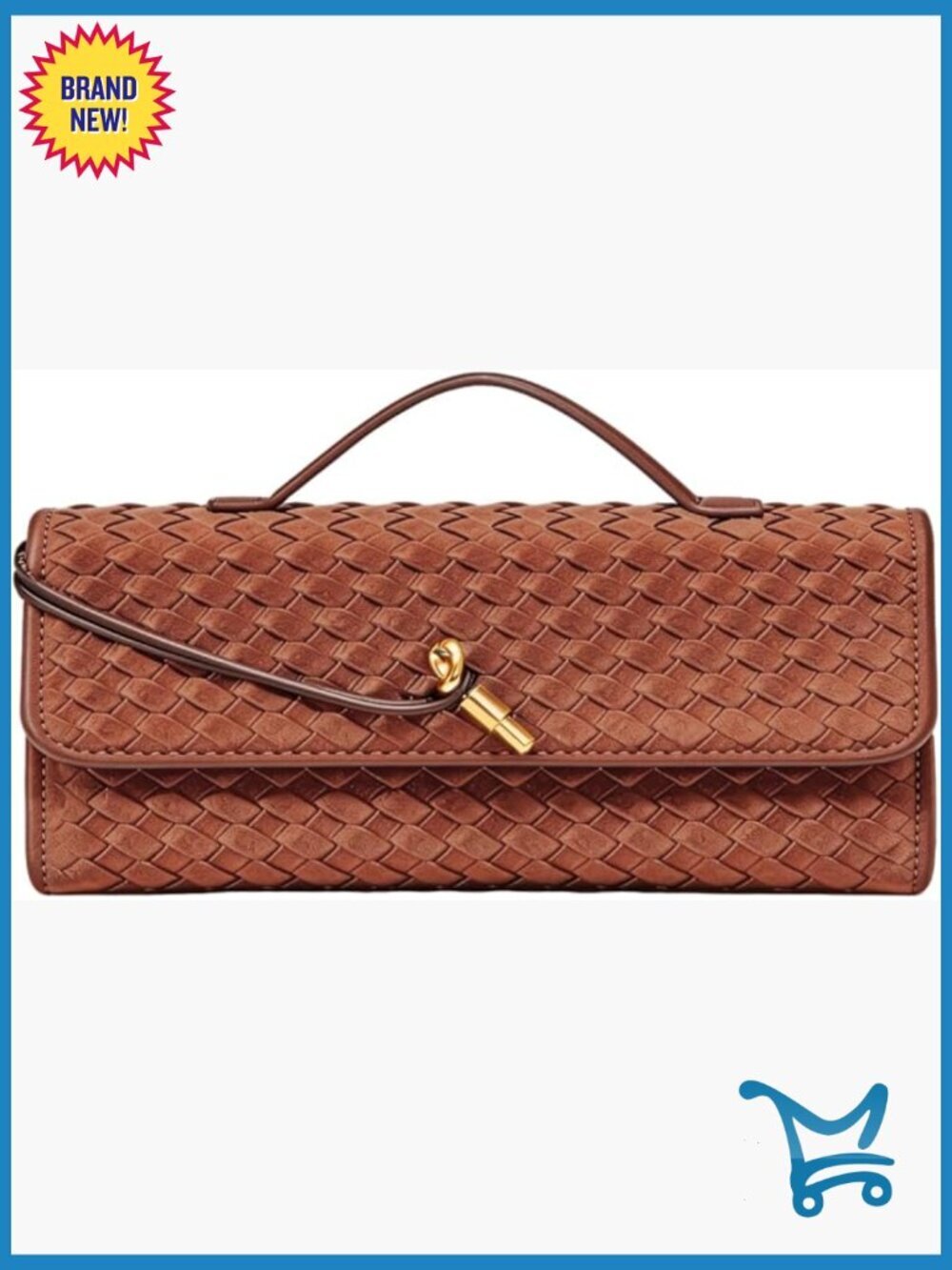 Suede Woven Evening Clutch Purse with Metal Buckle, Detachable Strap